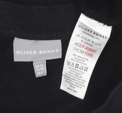 Oliver Bonas Womens Black Size 10 Long Sleeve Sweatshirt Dress