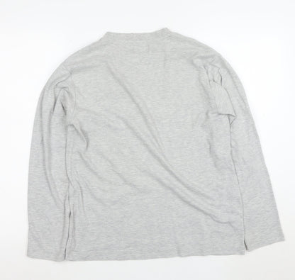 Champion Men's Grey Long Sleeve Crew Neck Cotton T-Shirt M