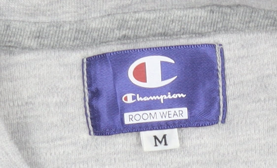Champion Men's Grey Long Sleeve Crew Neck Cotton T-Shirt M