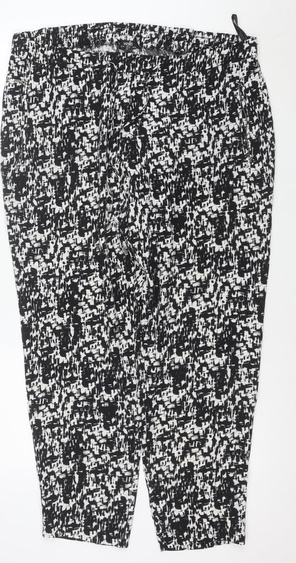 Wallis Women’s Black Geometric Print Cropped Stretch Trousers Size 16