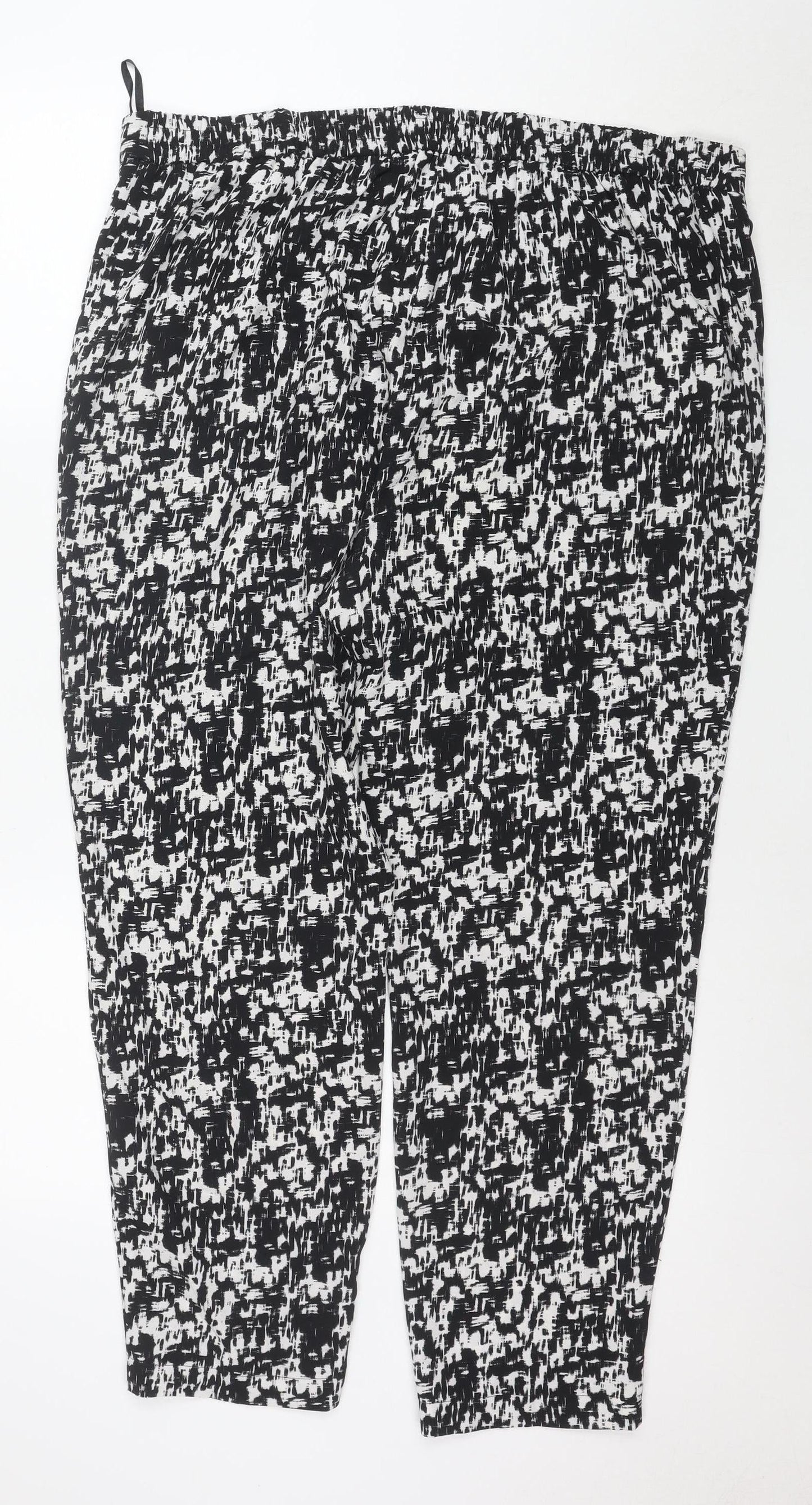 Wallis Women’s Black Geometric Print Cropped Stretch Trousers Size 16