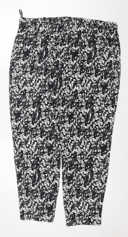 Wallis Women’s Black Geometric Print Cropped Stretch Trousers Size 16