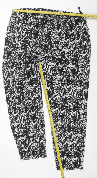 Wallis Women’s Black Geometric Print Cropped Stretch Trousers Size 16