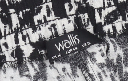 Wallis Women’s Black Geometric Print Cropped Stretch Trousers Size 16