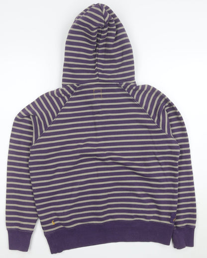 Joules Womens Purple Beige Stripe Pullover Hoodie Size 14 Cotton