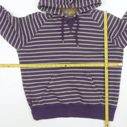 Joules Womens Purple Beige Stripe Pullover Hoodie Size 14 Cotton