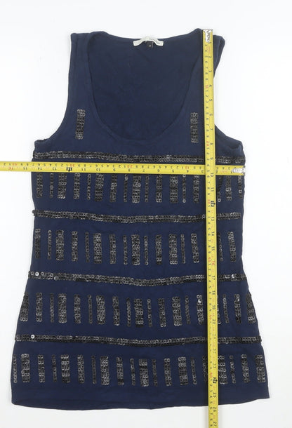 River Island Women's Blue Sequin Tank Top Size 12 Camisole Style