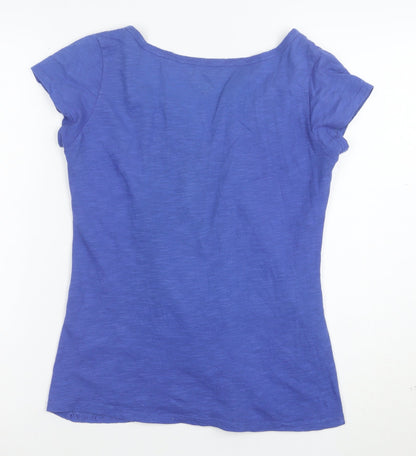 X-CAPE Women’s Blue Cotton Crochet Button T-Shirt Size S