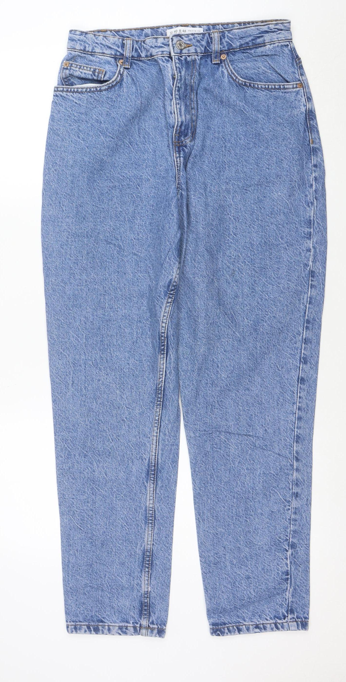 Primark Women’s Blue Acid Wash Mom Jeans Size 12 High Rise Denim
