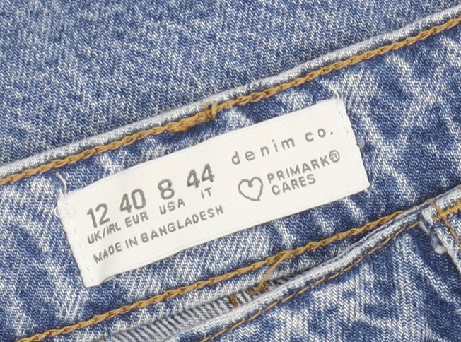 Primark Women’s Blue Acid Wash Mom Jeans Size 12 High Rise Denim