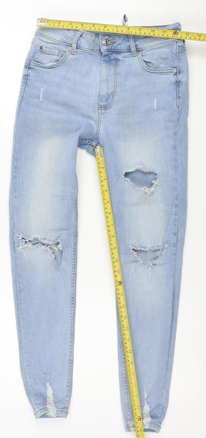Denim Co. Women's Blue Size 12 Skinny Distressed Jeans