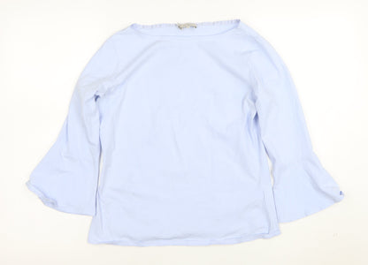 Hobbs Women Blue 3/4 Sleeve Cotton Boat Neck Blouse Size S