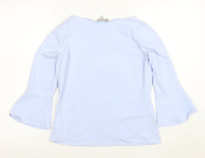 Hobbs Women Blue 3/4 Sleeve Cotton Boat Neck Blouse Size S