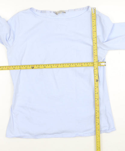 Hobbs Women Blue 3/4 Sleeve Cotton Boat Neck Blouse Size S