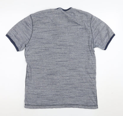 Marks and Spencer Mens Blue Henley Polo Shirt Size S Cotton