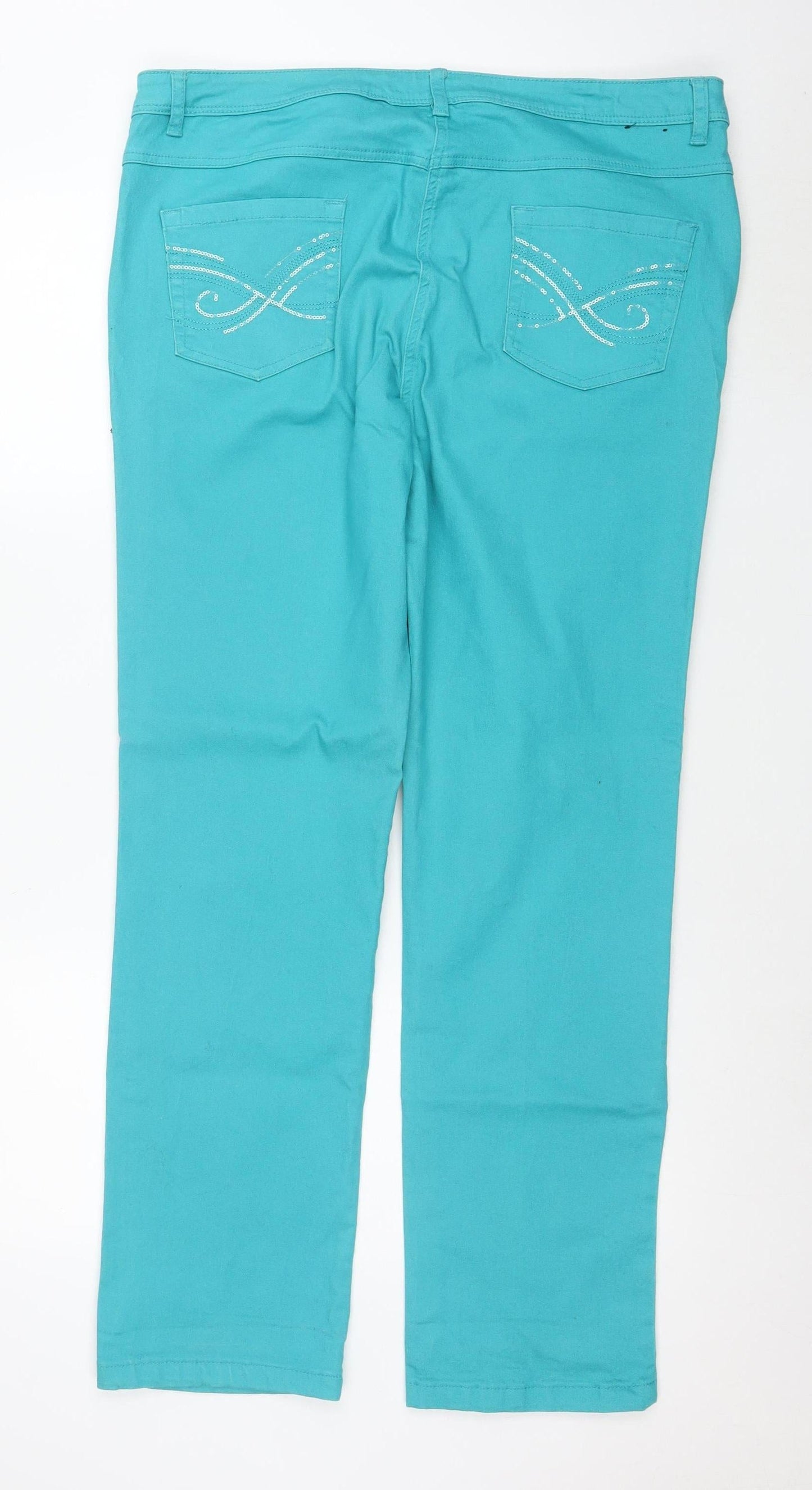 David Emanuel Women's Blue Straight Jeans Size 18 Stretch Denim