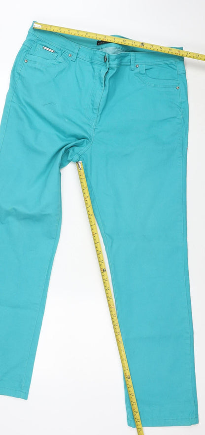 David Emanuel Women's Blue Straight Jeans Size 18 Stretch Denim