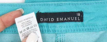 David Emanuel Women's Blue Straight Jeans Size 18 Stretch Denim