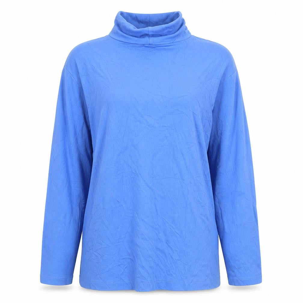 Lands' End Womens Blue Roll Neck Long Sleeve Cotton Top XL