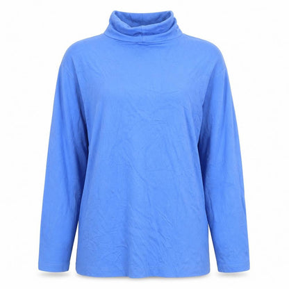 Lands' End Womens Blue Roll Neck Long Sleeve Cotton Top XL