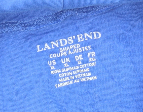 Lands' End Womens Blue Roll Neck Long Sleeve Cotton Top XL