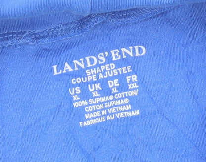 Lands' End Womens Blue Roll Neck Long Sleeve Cotton Top XL