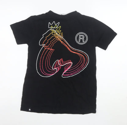 Money Boys Black Graphic Print T-Shirt 11-12 Years Short Sleeve Cotton