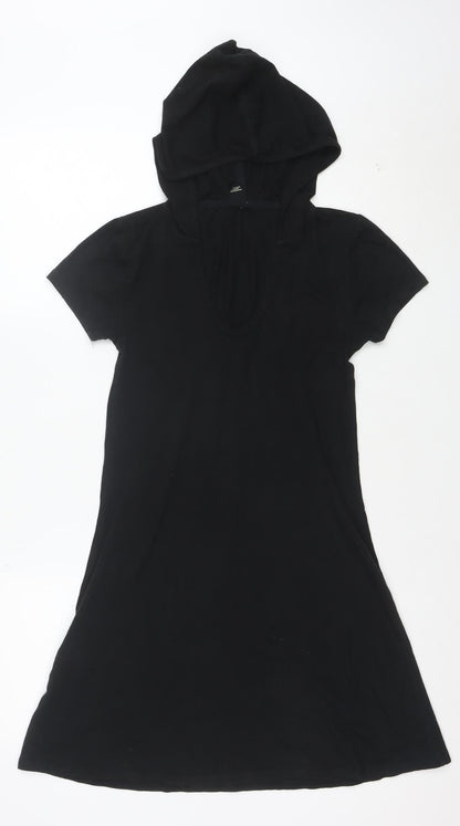 Forever 21 Women's Black S Short Sleeve Hooded T-Shirt Dress