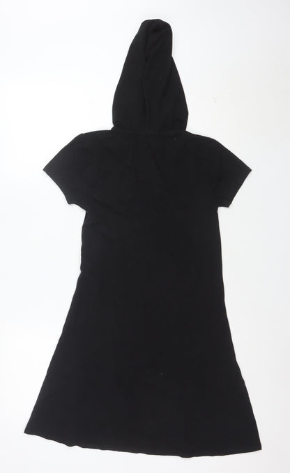 Forever 21 Women's Black S Short Sleeve Hooded T-Shirt Dress