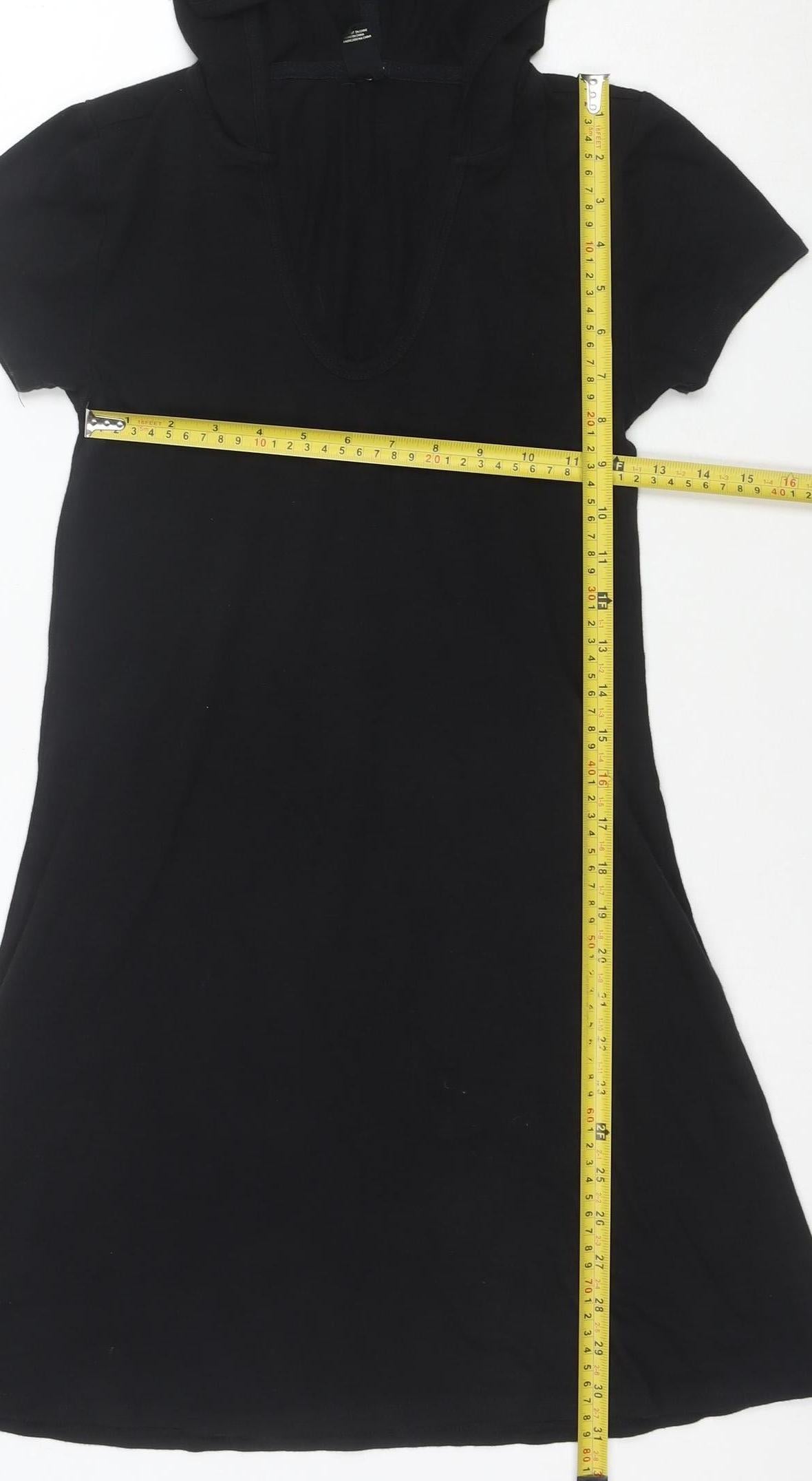 Forever 21 Women's Black S Short Sleeve Hooded T-Shirt Dress