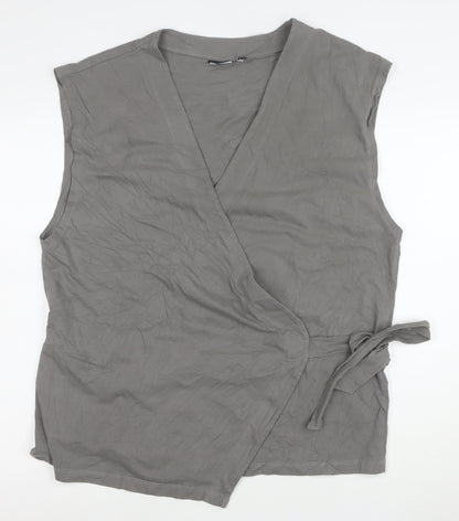 ASOS Women Grey Wrap Jersey Sleeveless Blouse Size L