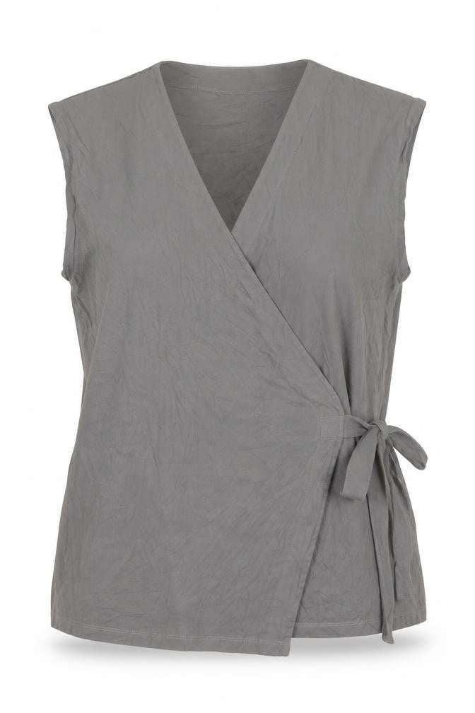ASOS Women Grey Wrap Jersey Sleeveless Blouse Size L