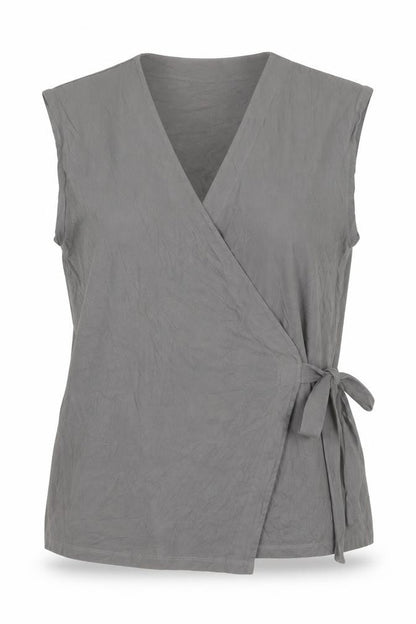 ASOS Women Grey Wrap Jersey Sleeveless Blouse Size L