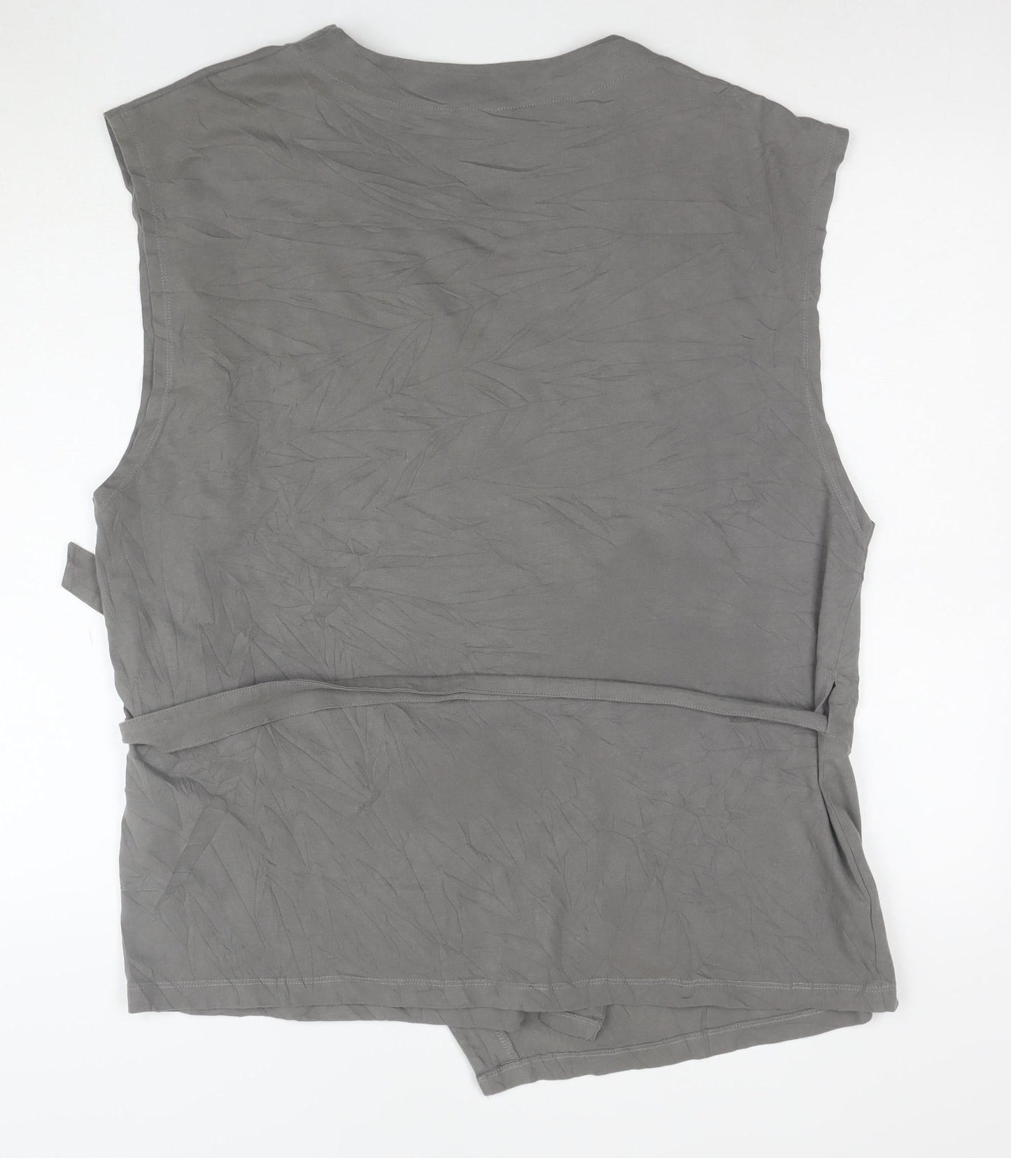 ASOS Women Grey Wrap Jersey Sleeveless Blouse Size L