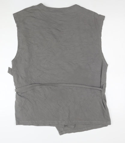 ASOS Women Grey Wrap Jersey Sleeveless Blouse Size L