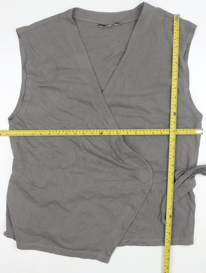 ASOS Women Grey Wrap Jersey Sleeveless Blouse Size L