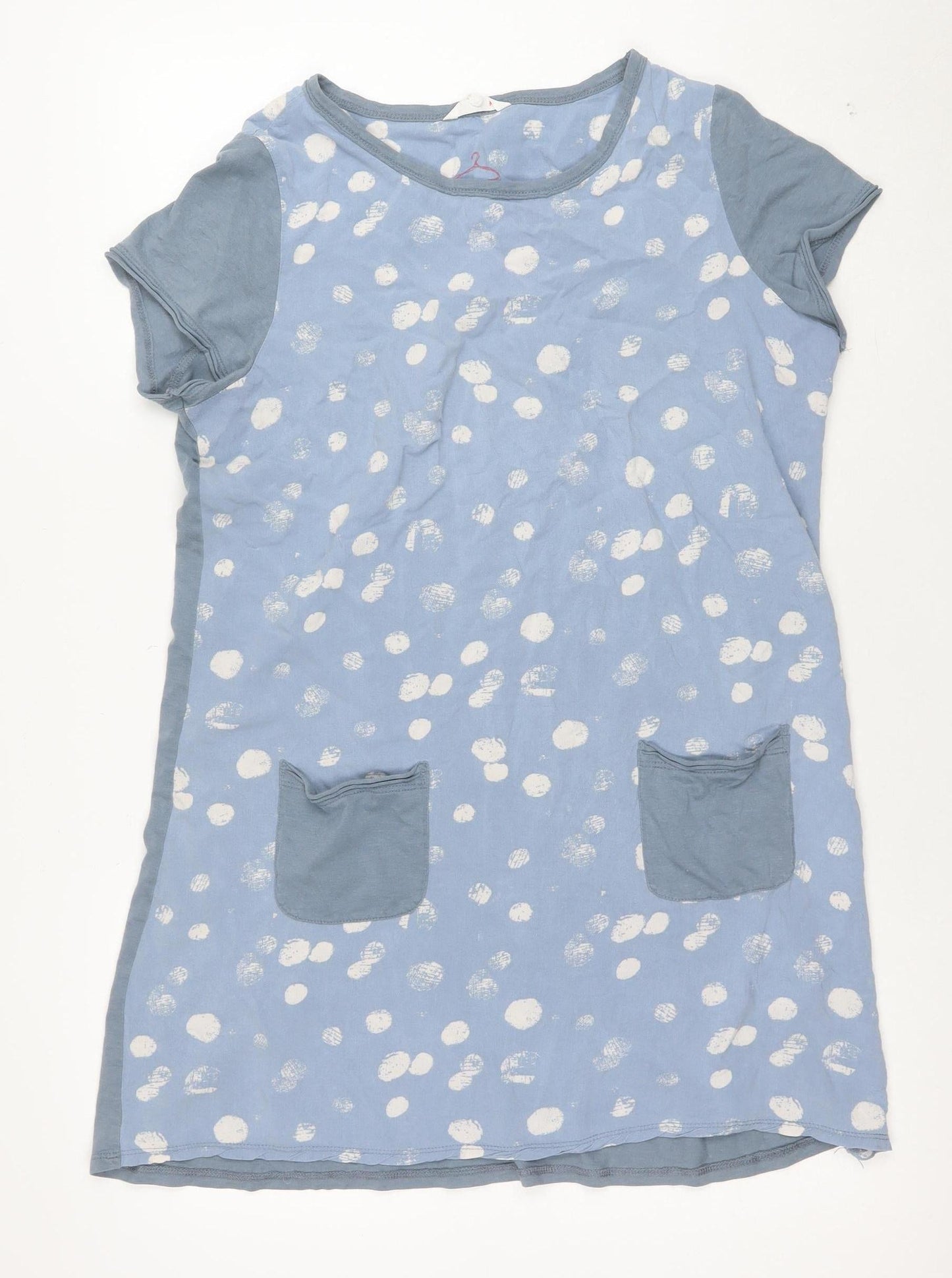 White Stuff Women’s Blue Polka Dot Jersey Shift Dress Size 14