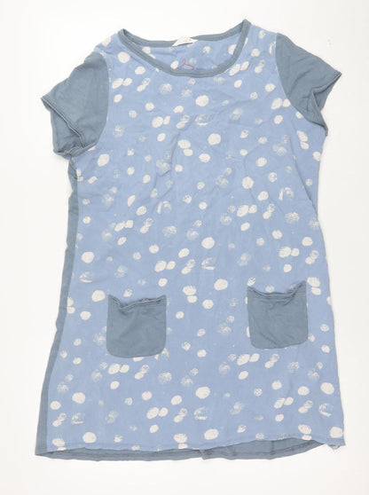White Stuff Women’s Blue Polka Dot Jersey Shift Dress Size 14