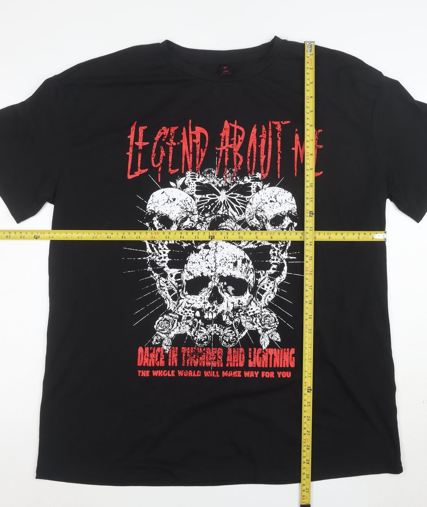 ROMWE Women’s Black Gothic Skull Graphic T-Shirt M Short Sleeve
