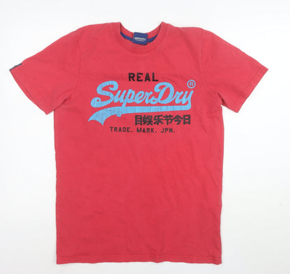 Superdry Men's Red Graphic Logo Cotton Crew Neck T-Shirt Size M