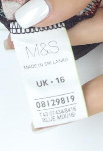 Marks and Spencer Womens Multicoloured Floral Viscose T-Shirt UK 16
