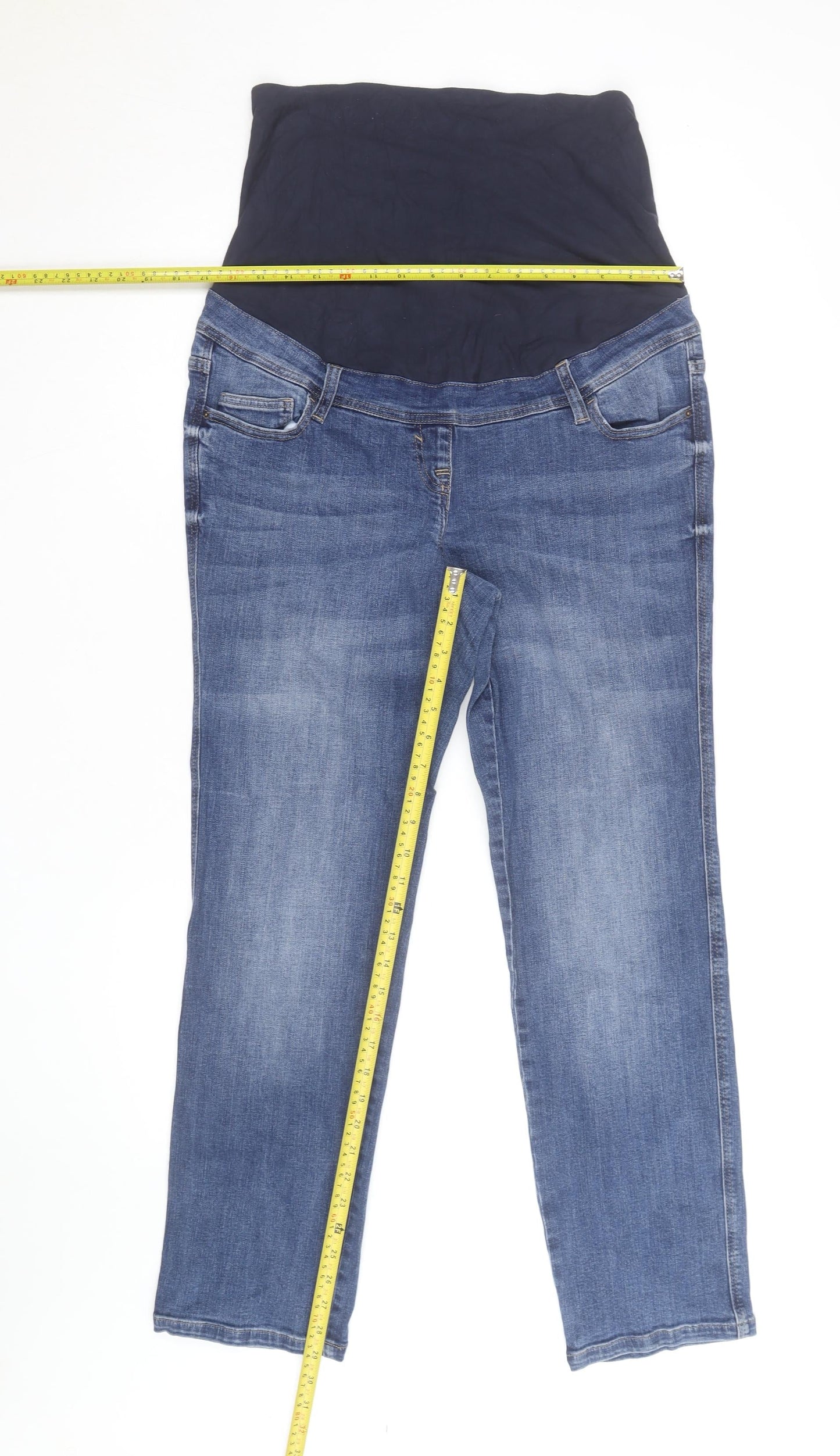 Next Maternity Women's Blue Straight Leg Jeans Size 16 High Rise Stretch