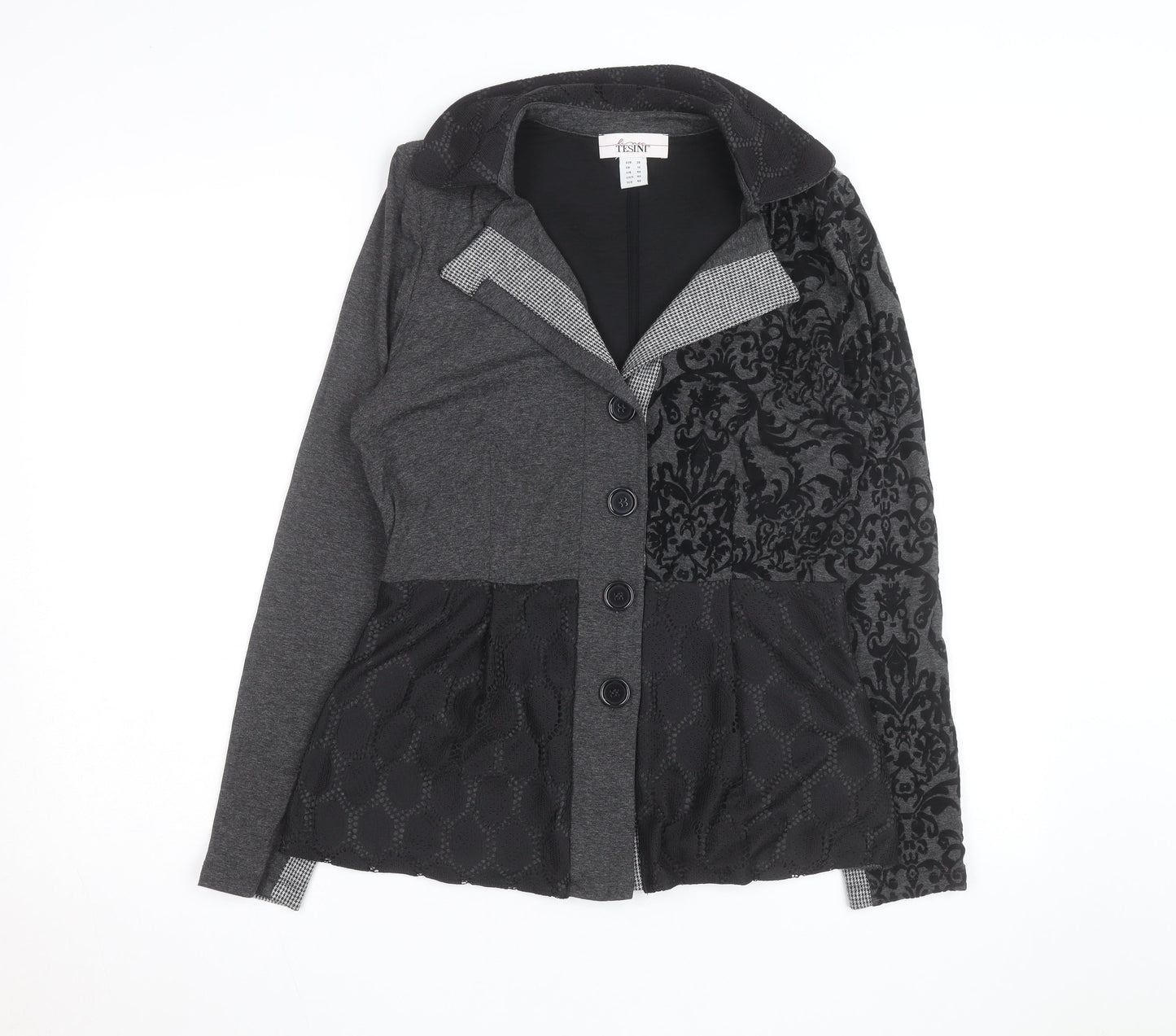 Linea Tesini Women's Grey Collared Button Cardigan Size 12
