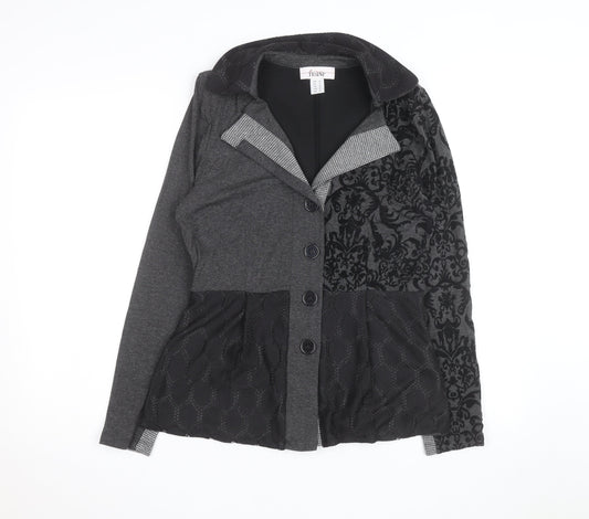 Linea Tesini Women's Grey Collared Button Cardigan Size 12