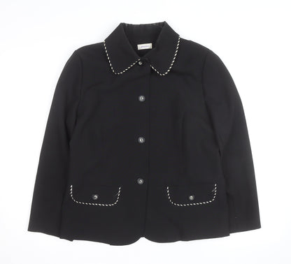 Damart Women Black Size 14 Classic Lined Single-Breasted Blazer
