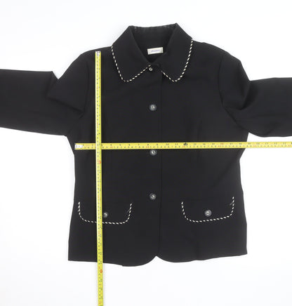 Damart Women Black Size 14 Classic Lined Single-Breasted Blazer