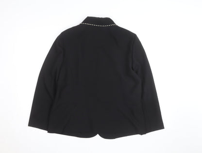Damart Women Black Size 14 Classic Lined Single-Breasted Blazer
