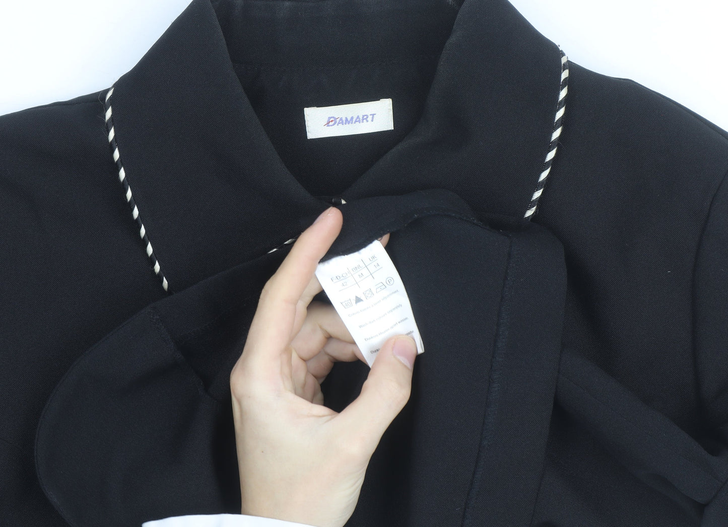 Damart Women Black Size 14 Classic Lined Single-Breasted Blazer