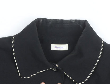 Damart Women Black Size 14 Classic Lined Single-Breasted Blazer