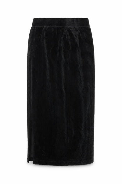 Uniqlo Women Black Velvet Midi Pencil Skirt XS Stretch Lined